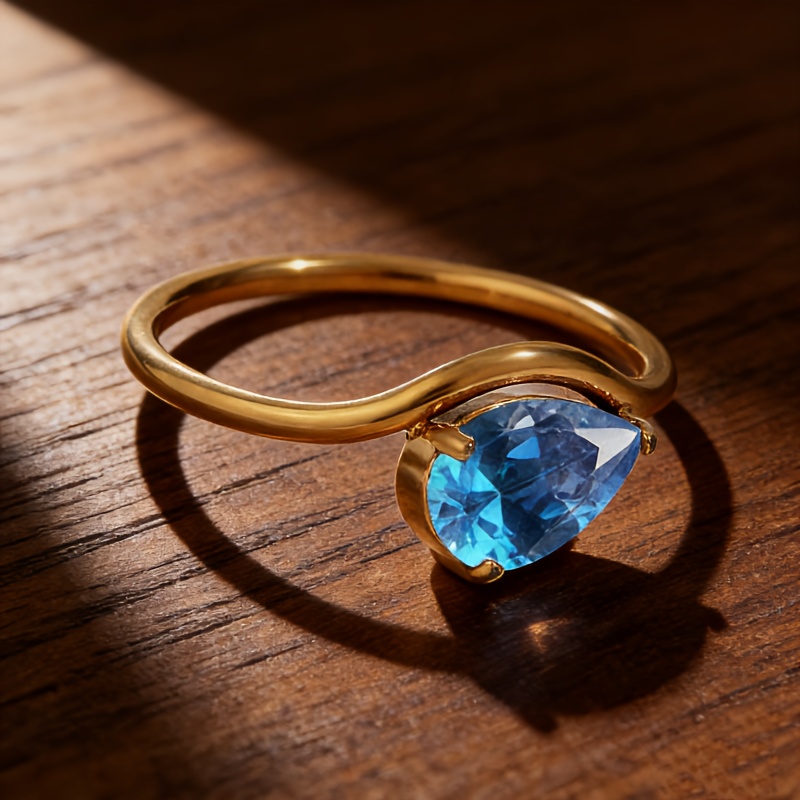 Women's Colorful Teardrop Ring, Exquisite December Birthday Gift